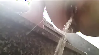 Cute korean girl pee law her hairy pussy