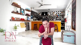 A inviting son in a red dress sucks and fucks a big dildo&period; Footjob&comma; titlob&comma; blowjob&period; 3 1